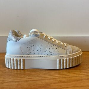 P448 NEW White and Silver Platform Sneakers